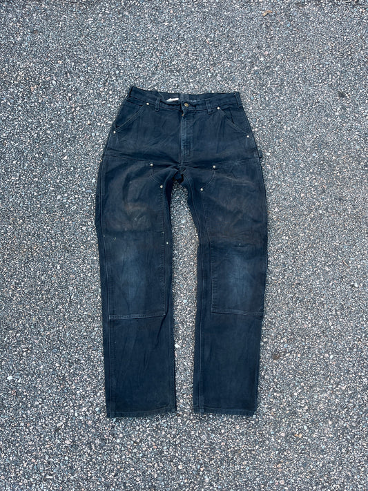 Faded Black Carhartt Double Knee Pants - 33 x 34