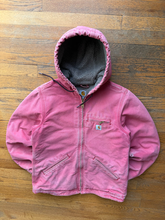 Faded Pastel Pink Carhartt Sherpa Lined Jacket - Small