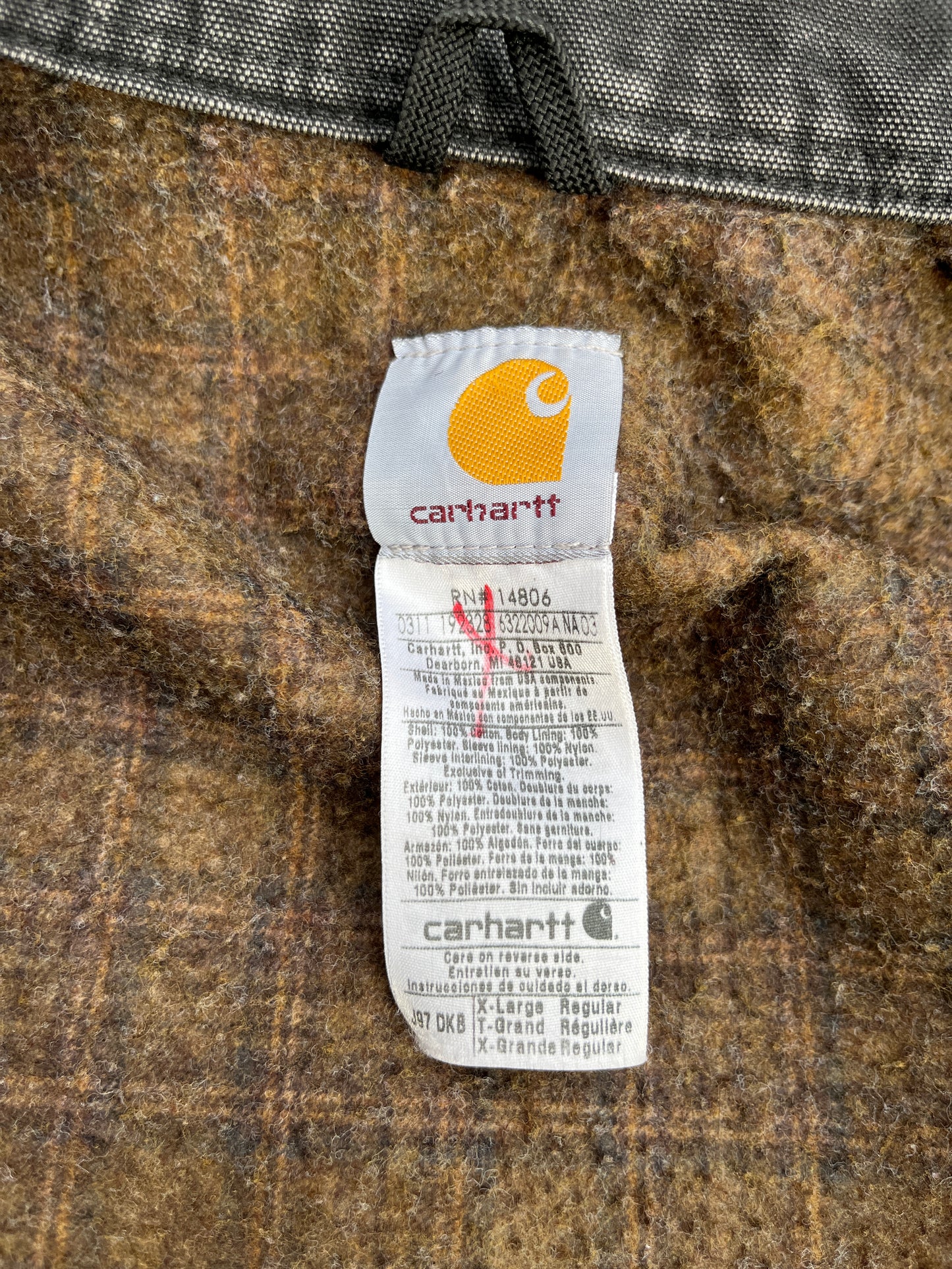 褪色棕色 Carhartt 底特律夹克 - 宽松大码