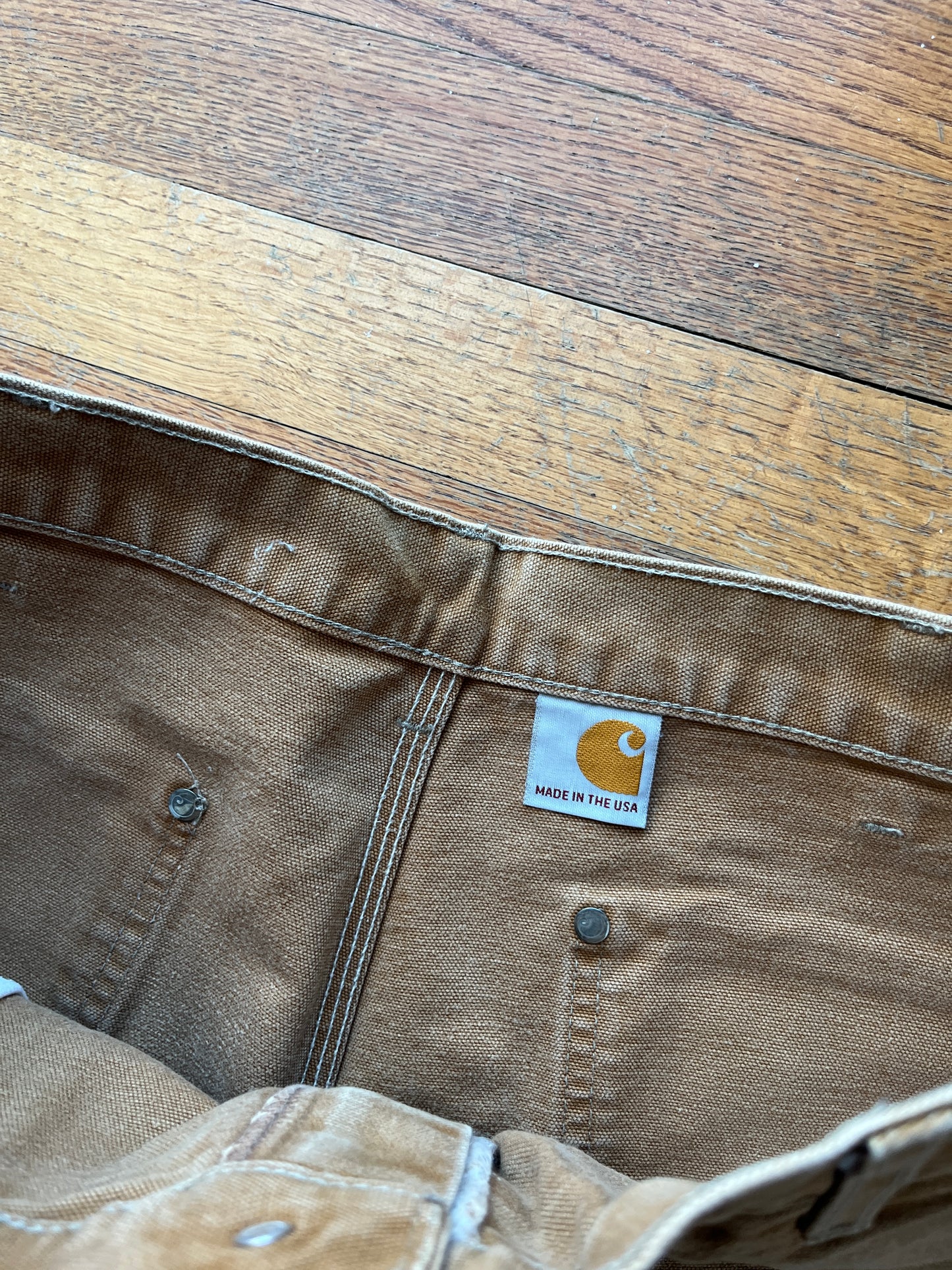 Faded Brown Carhartt Double Knee Pants - 33 x 32