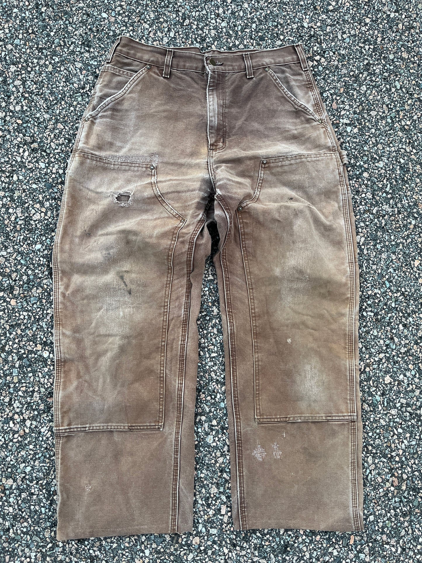 Faded Brown Carhartt Double Knee Pants - 31 x 27