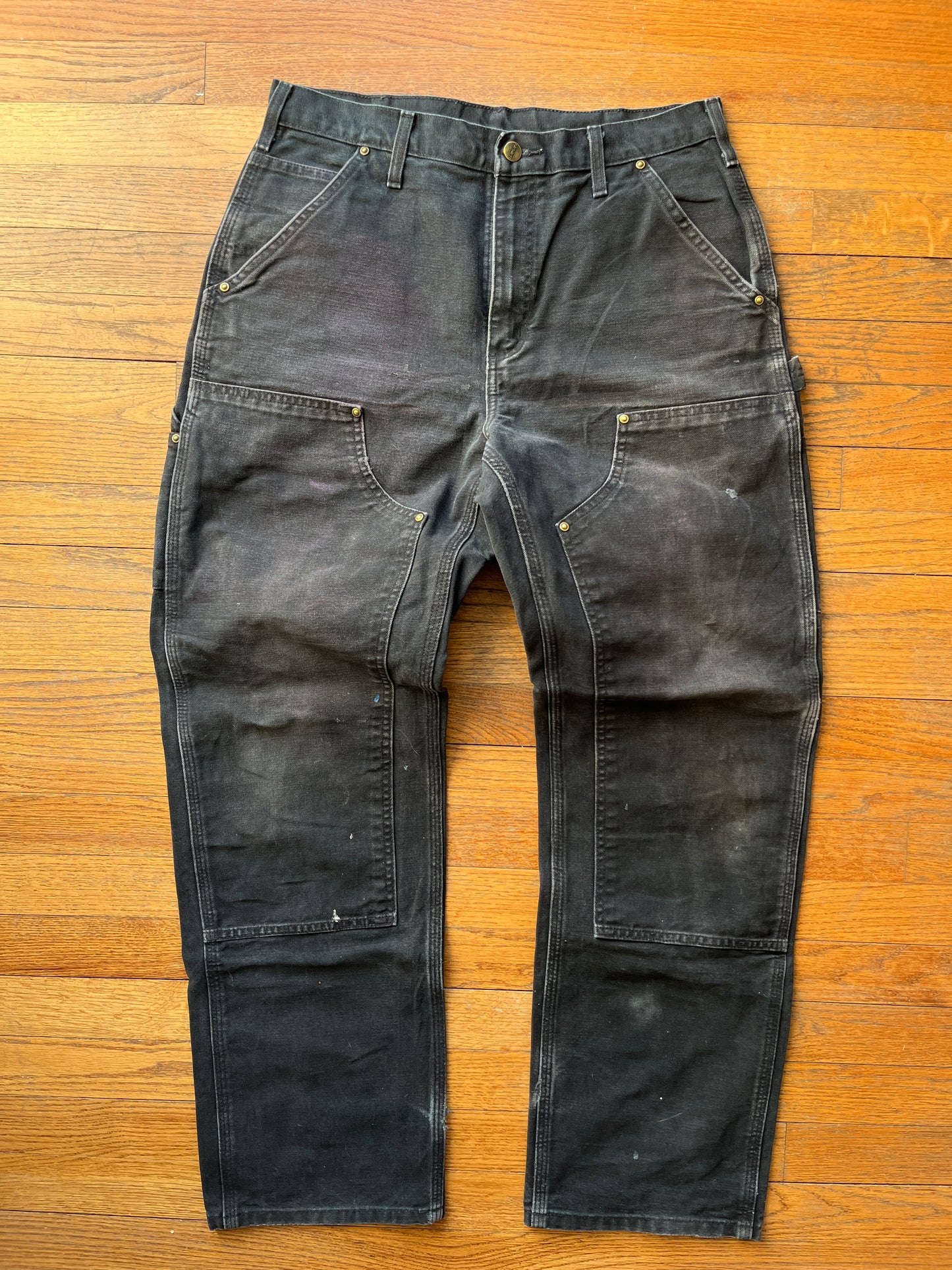 Faded Black Carhartt Double Knee Pants - 31 x 31