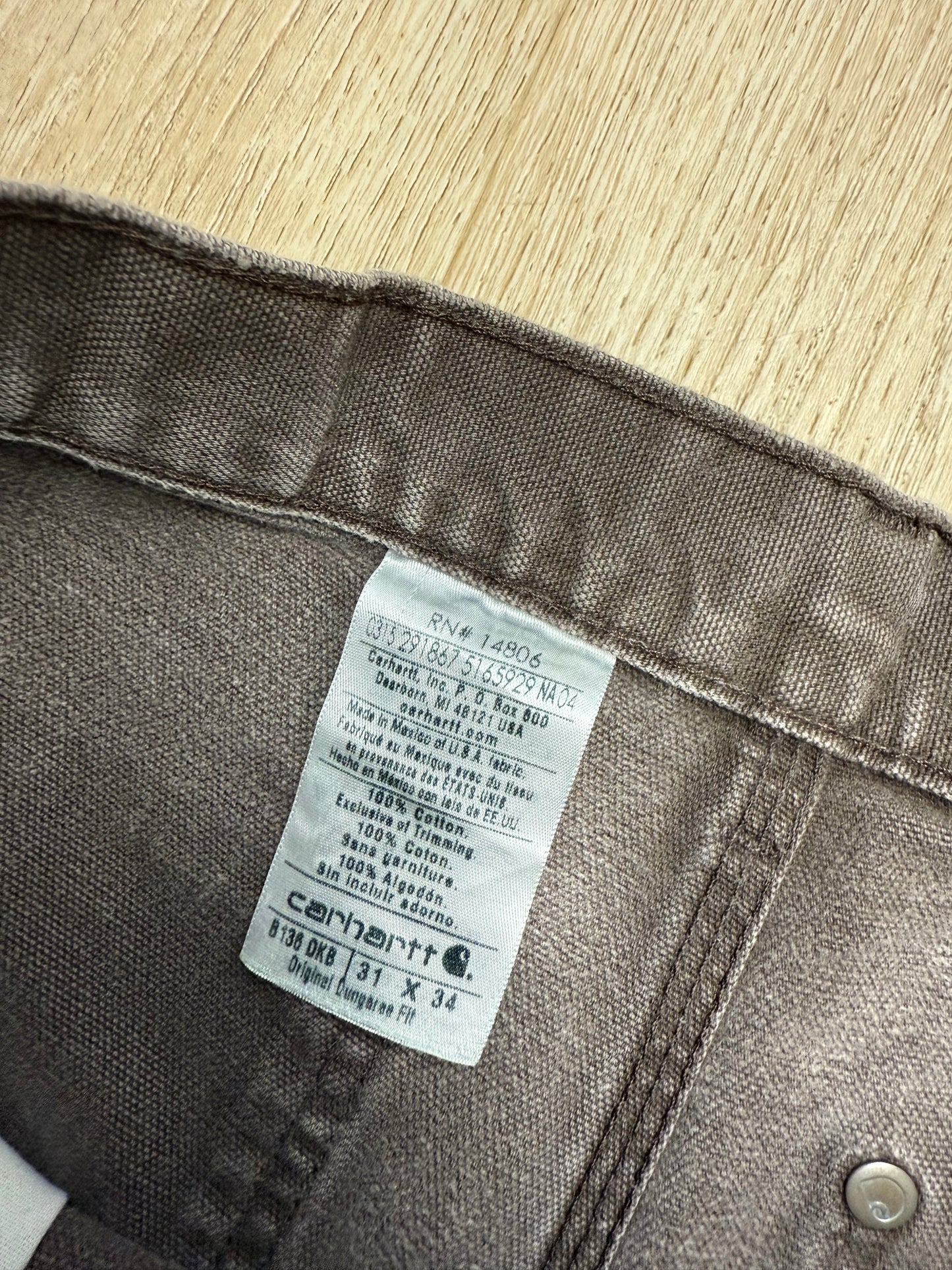 Faded Dark Brown Carhartt Double Knee Pants - 30 x 32