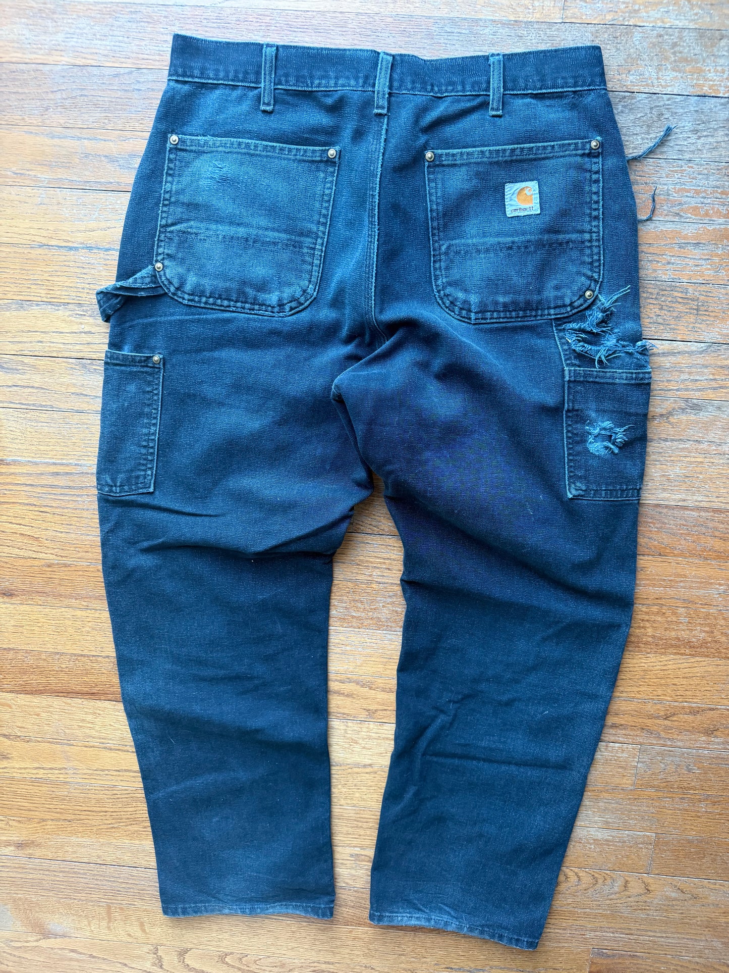 Faded Black Carhartt Double Knee Pants - 32 x 28.5