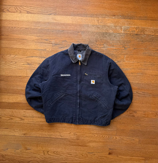 Faded Navy Blue Carhartt Detroit Jacket - Large