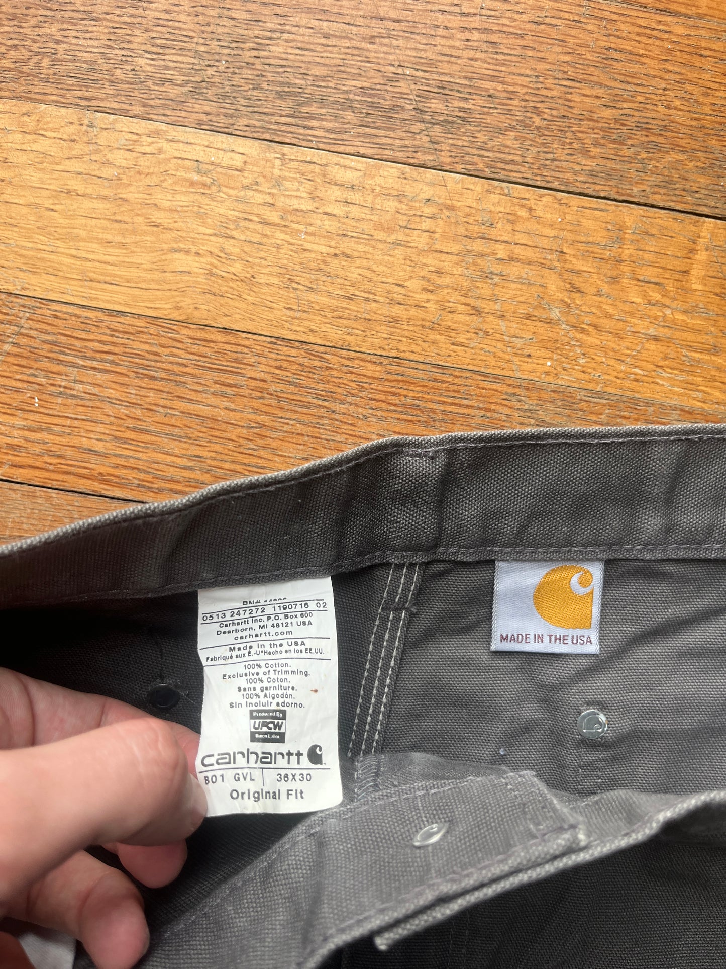 Faded Gravel Grey Carhartt Double Knee Pants - 35 x 30