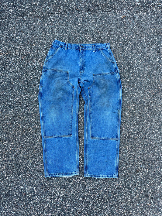 Faded Denim Carhartt Double Knee Pants - 38 x 31.5