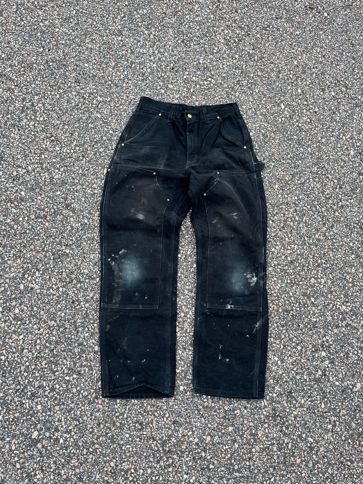 Faded n Painted Black Carhartt Double Knee Pants - 29 x 30