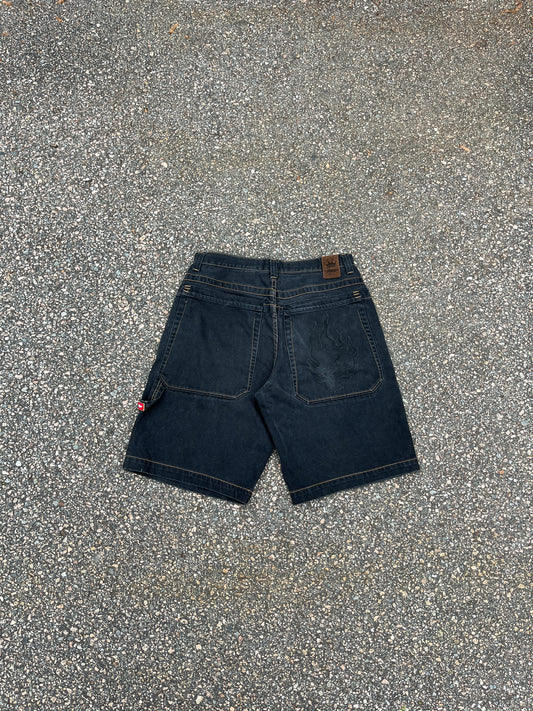 Black JNCO Flamehead Shorts - 36