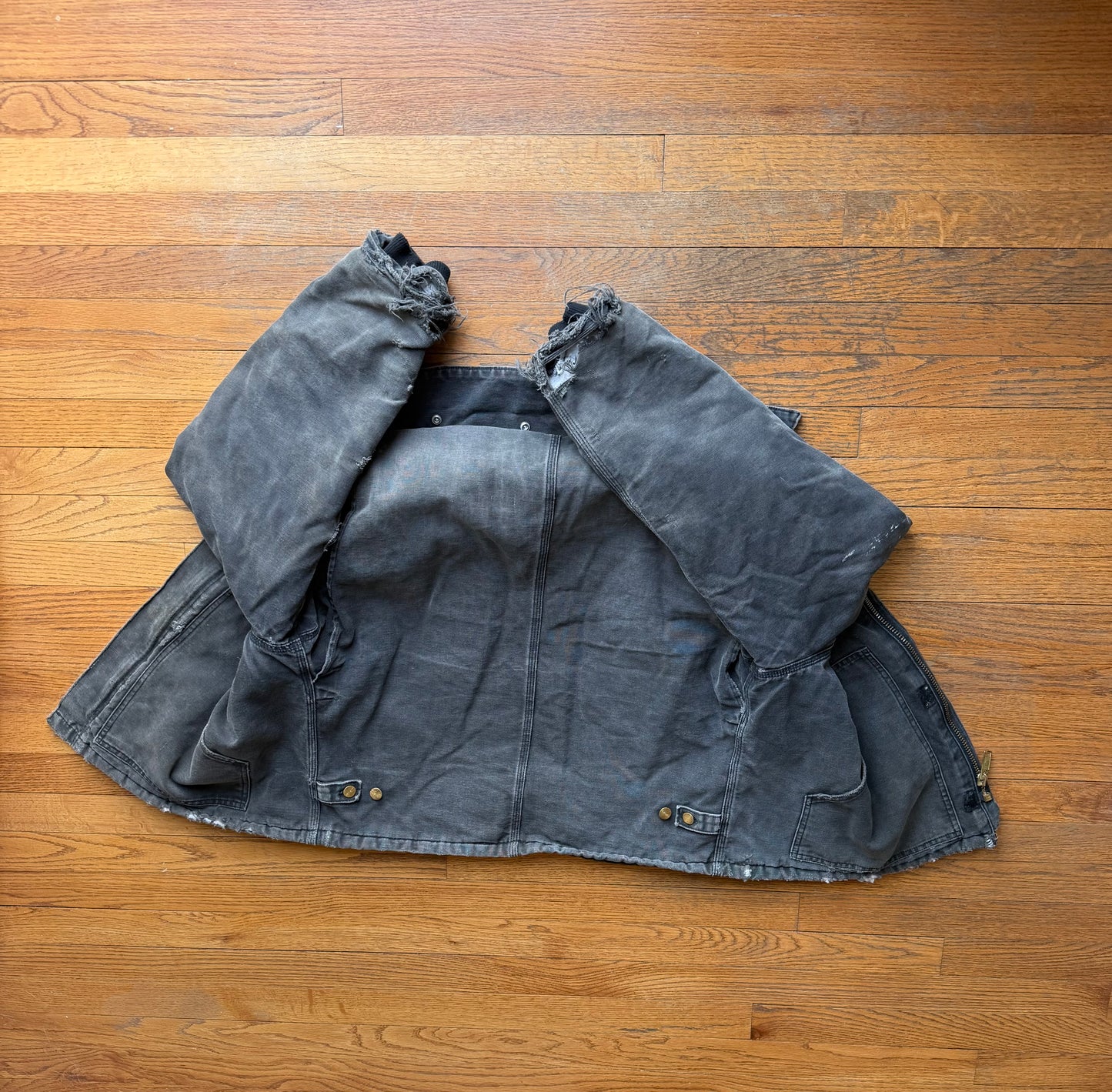 Faded n Distressed Black Carhartt Arctic Jacket - Boxy Medium