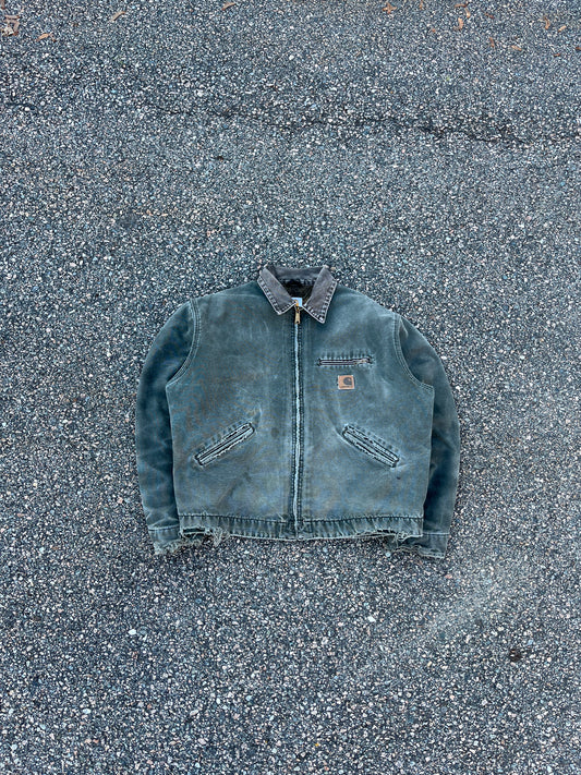 Faded n Distressed Olive Green Carhartt Detroit Jacket - XL