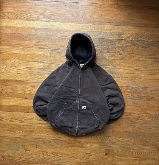Faded Dark Brown Carhartt Active Jacket - Medium