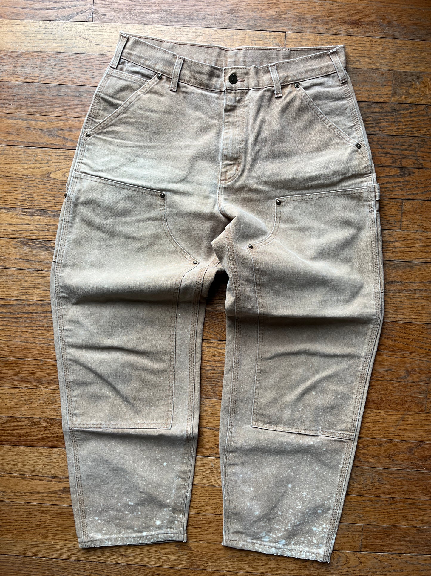 Faded Brown Carhartt Double Knee Pants - 32 x 28