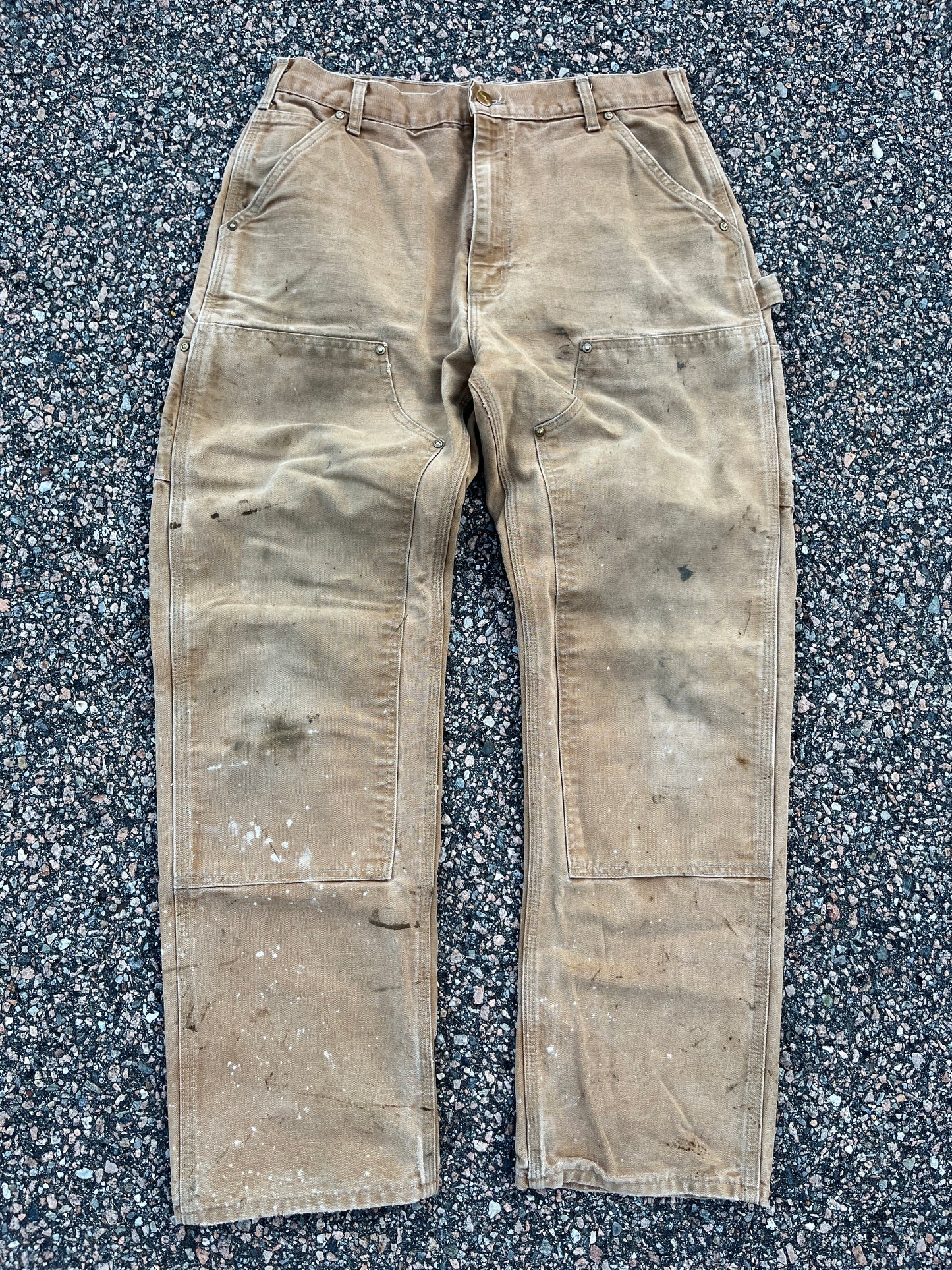 Faded n Painted Brown Carhartt Double Knee Pants - 32 x 30.5