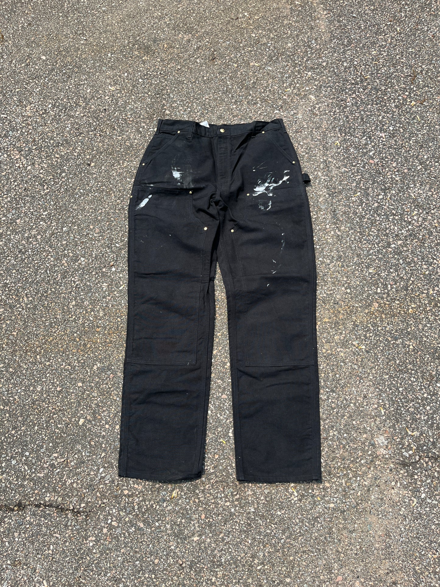 Painted Black Carhartt Double Knee Pants - 36 x 34