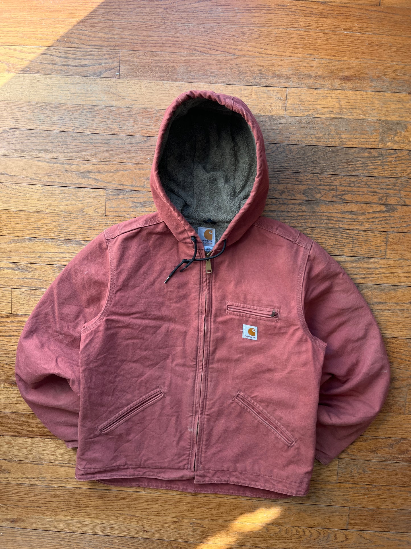 Faded Vintage Rose Carhartt Sherpa Lined Jacket - Small