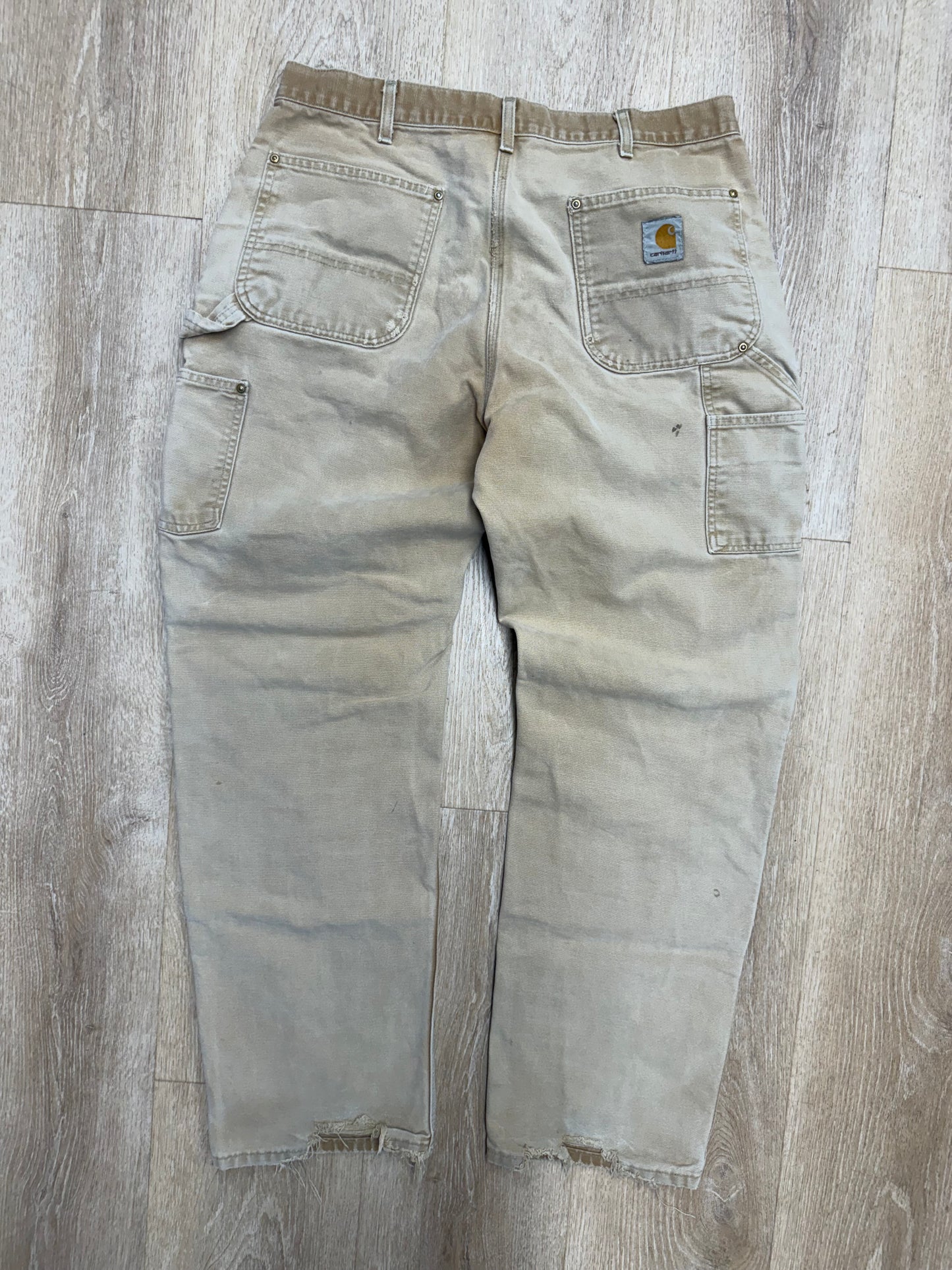 Faded Brown Carhartt Double Knee Pants - 34 x 32