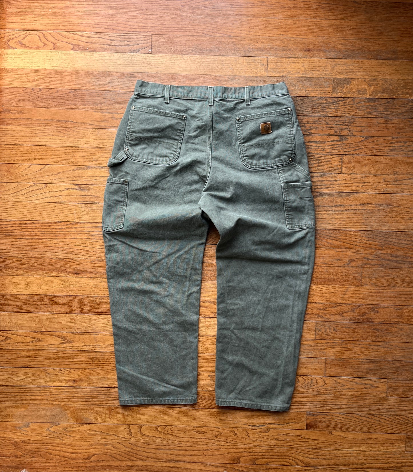 Faded Olive Green Carhartt Double Knee Pants - 36 x 29