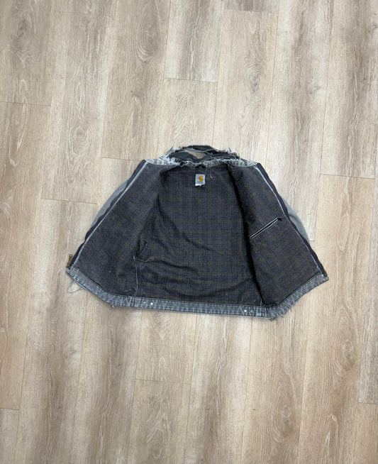 Faded n Distressed Grey Carhartt Detroit Jacket - Medium
