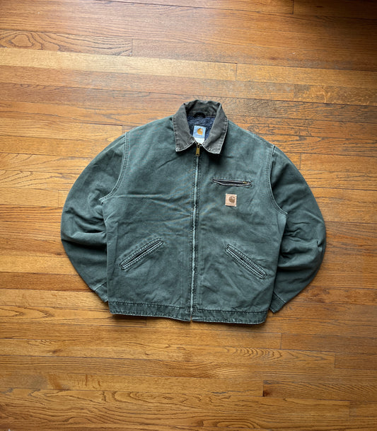 Faded Olive Green Carhartt Detroit Jacket - Large Tall