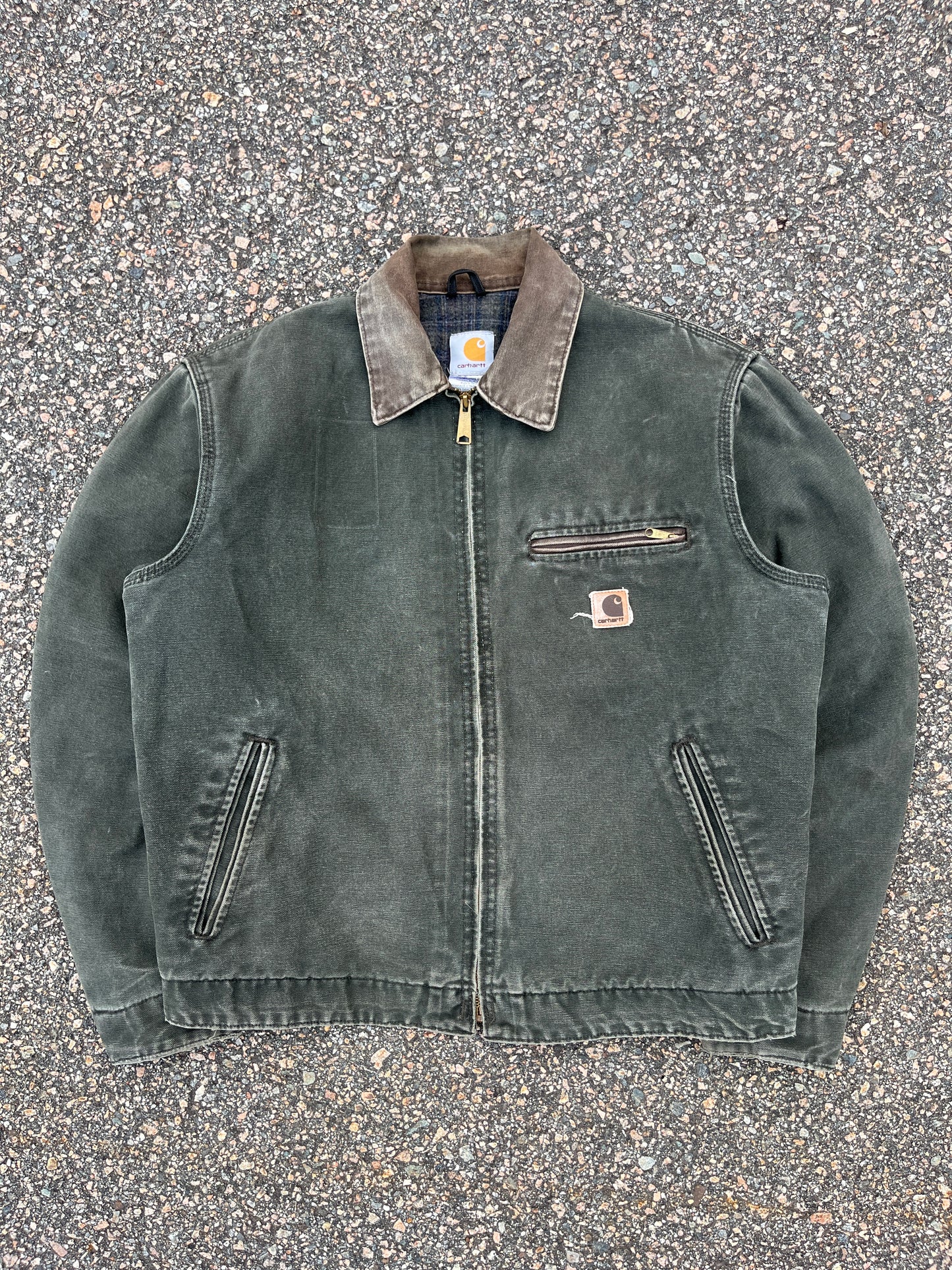 褪色橄榄绿色 Carhartt 底特律夹克 - 中号