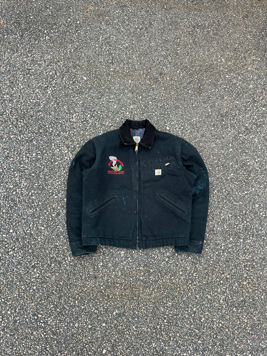 褪色和涂漆黑色 Carhartt 底特律夹克 - 中号