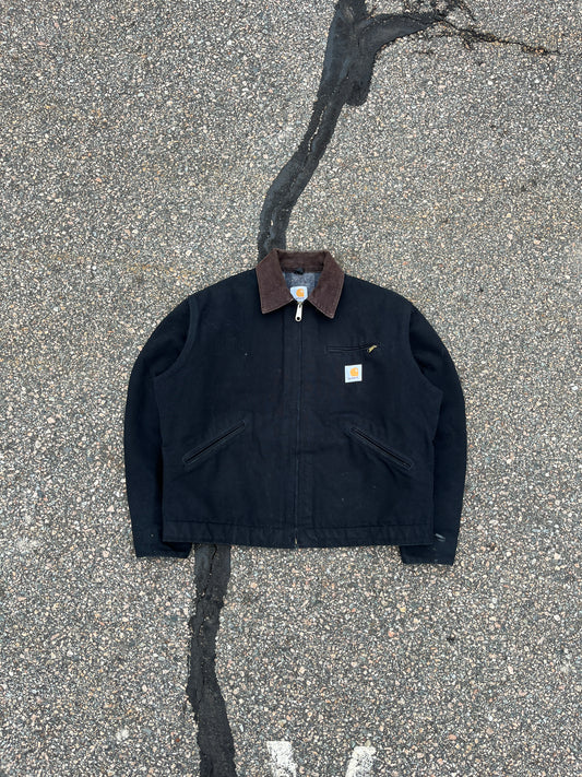 褪色黑色 Carhartt Detroit 夹克 - 中号宽松款