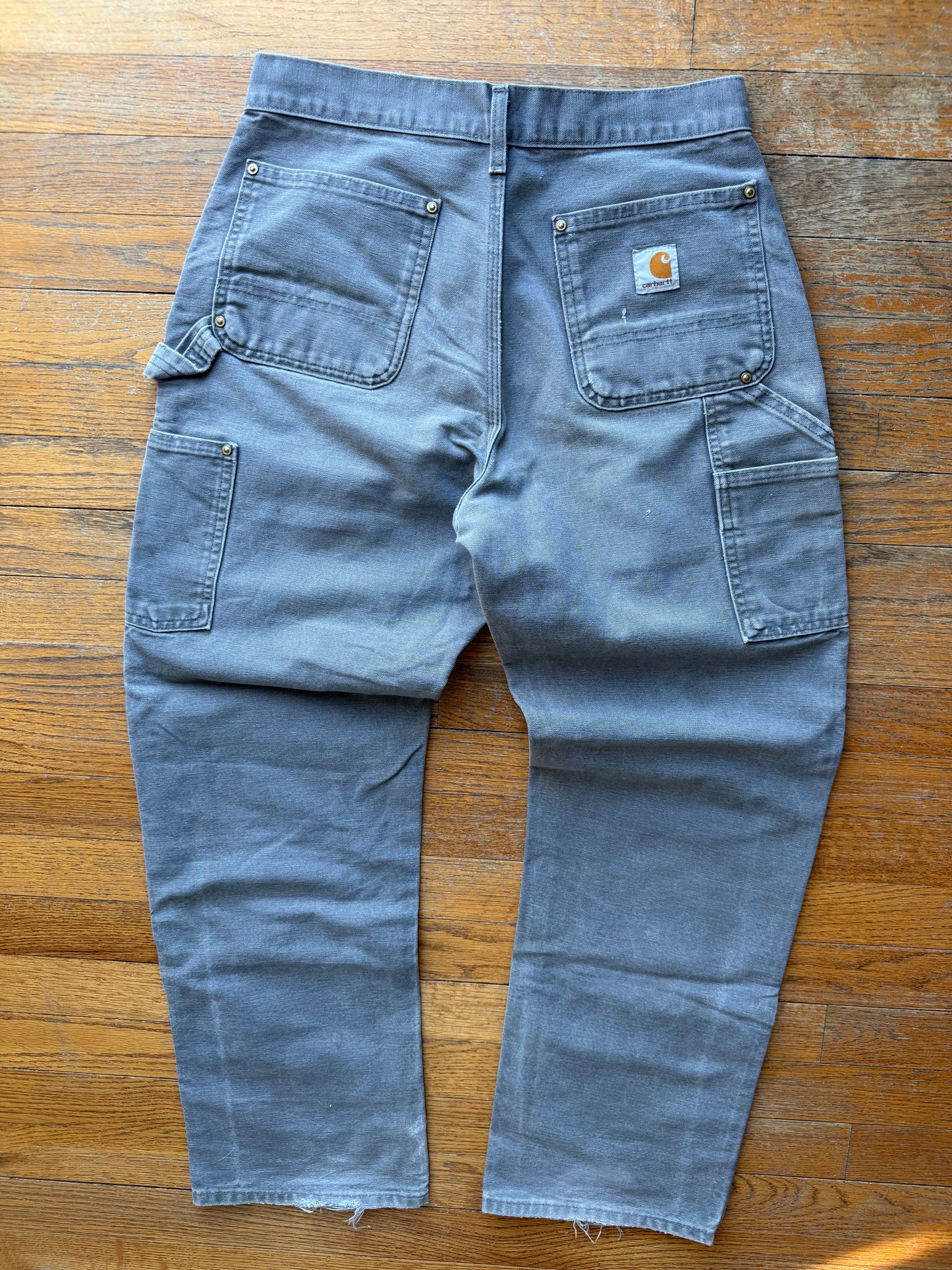 Faded Grey Carhartt Double Knee Pants - 29 x 28
