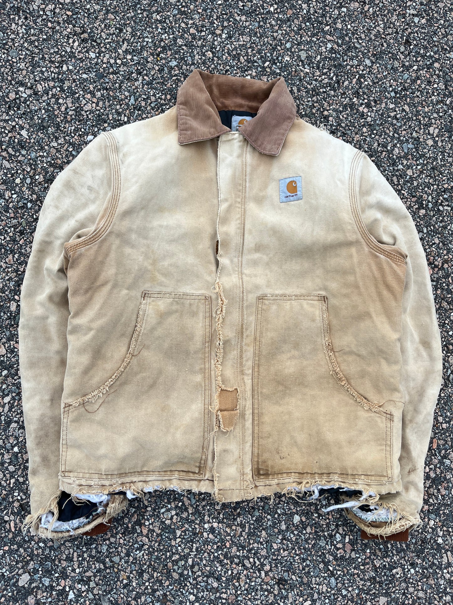 Faded and Distressed Tan Carhartt Arctic Jacket - Medium