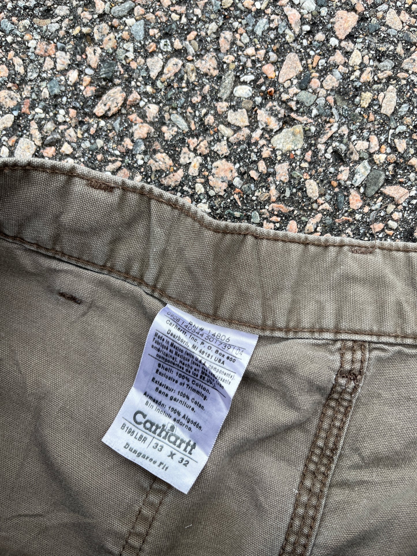 Faded Light Brown Carhartt Double Knee Pants - 33 x 30.5