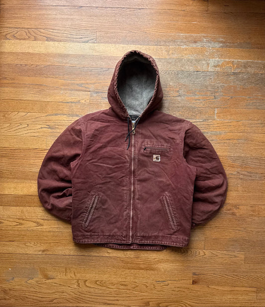 Faded Clay Red Sherpa Lined Carhartt Jacket - Large