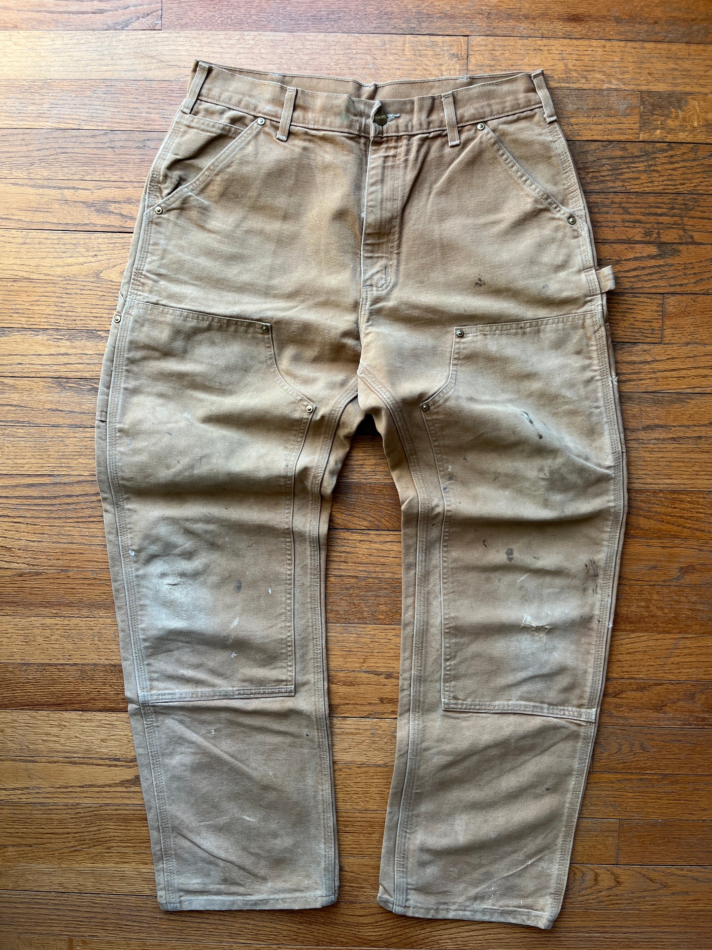 Faded Brown Carhartt Double Knee Pants - 31 x 29.5