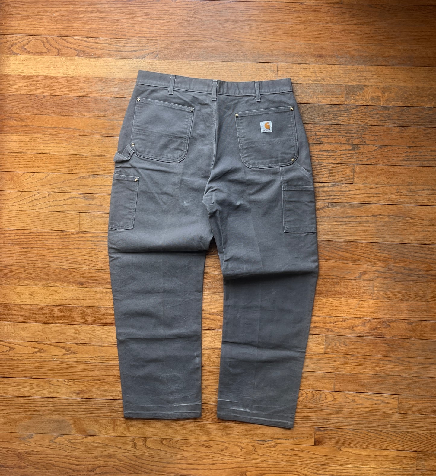 Faded Gravel Grey Carhartt Double Knee Pants - 35 x 30