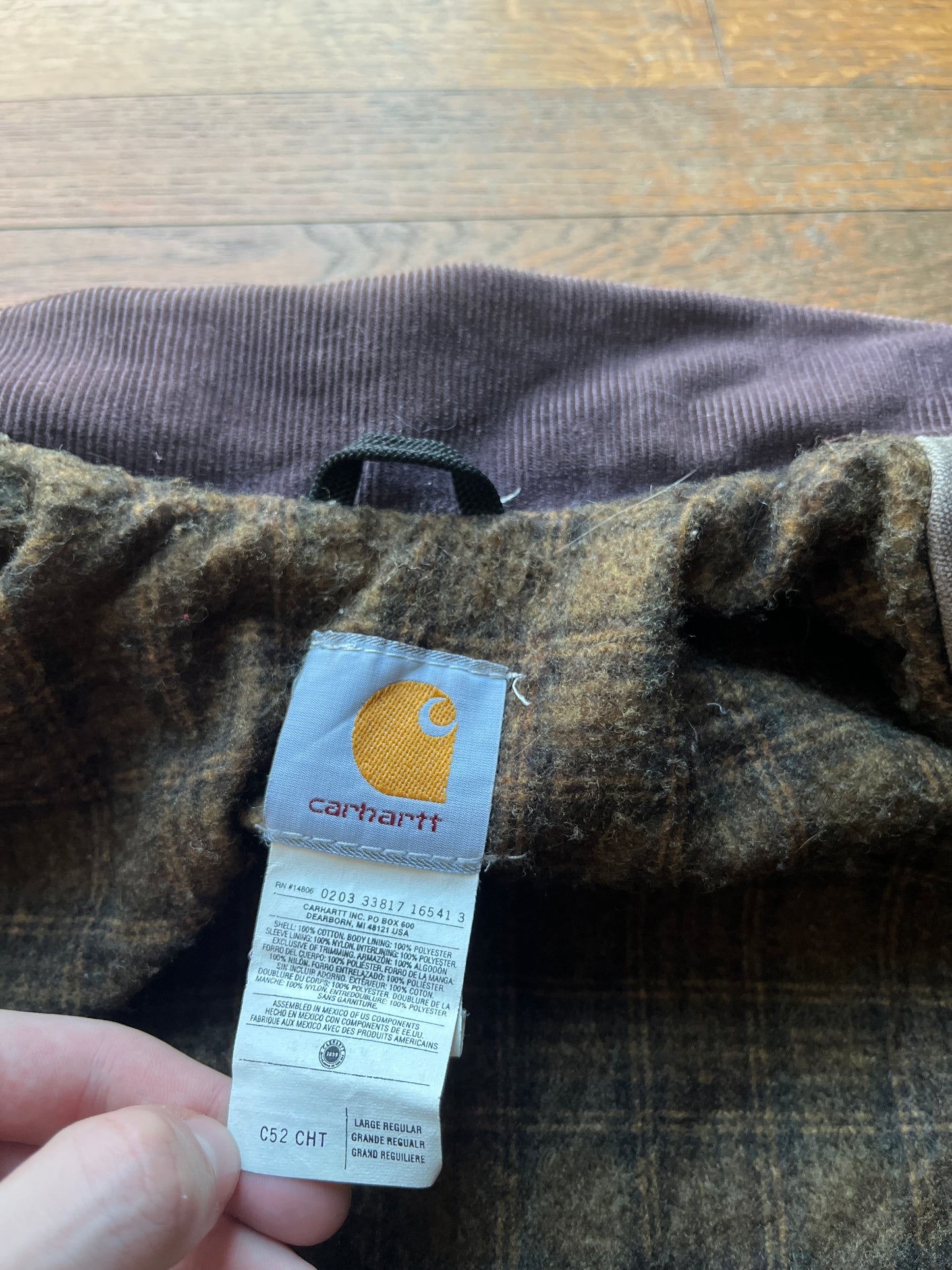 Faded Chestnut Brown Cropped Carhartt Chore Jacket - Large