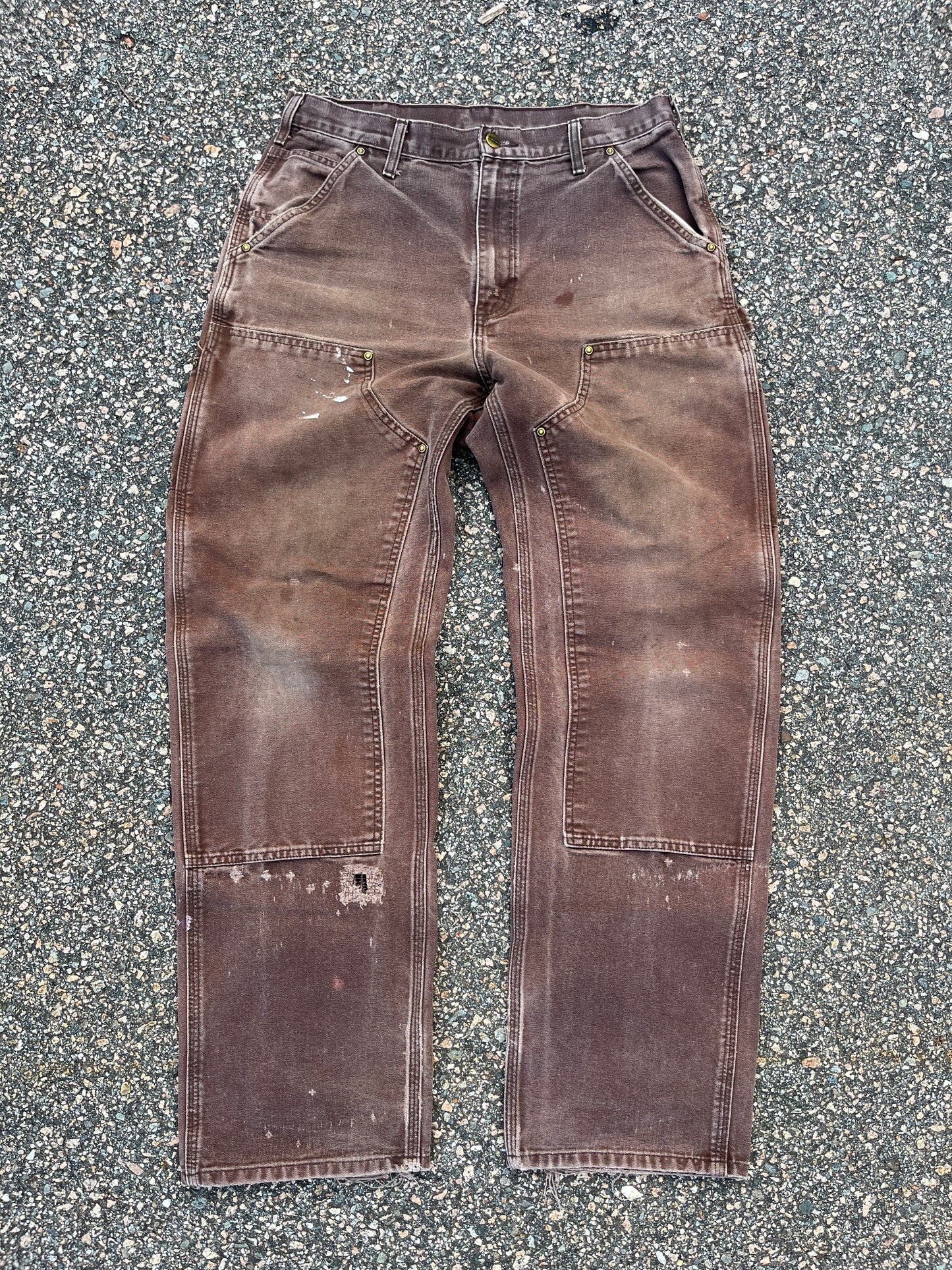 Faded Brown Carhartt Double Knee Pants - 32 x 32