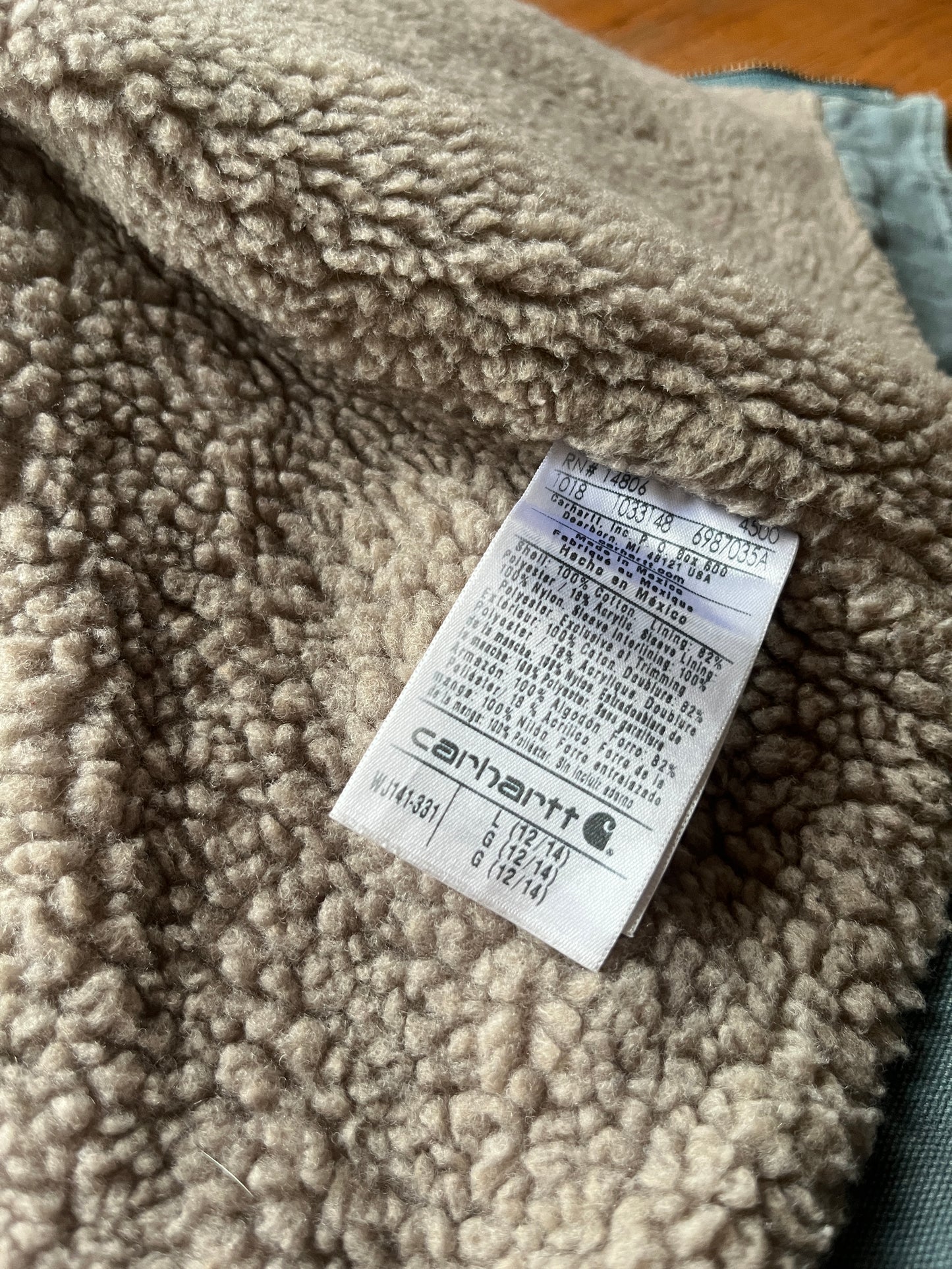 褪色天蓝色 Carhartt Sherpa 衬里夹克 - 中号