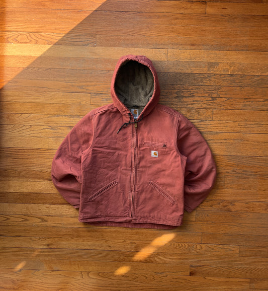 Faded Vintage Rose Carhartt Sherpa Lined Jacket - Small