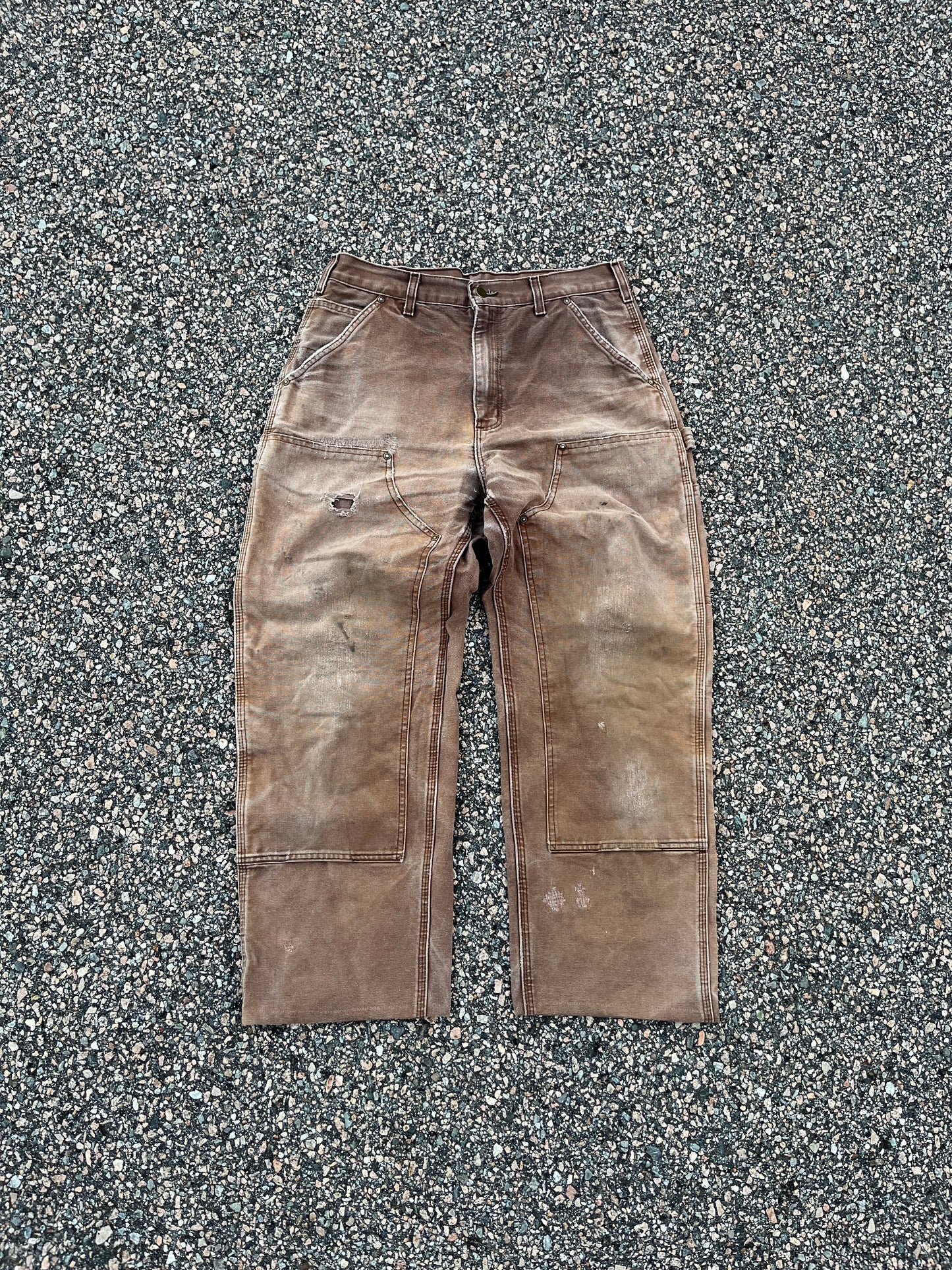 Faded Brown Carhartt Double Knee Pants - 31 x 27