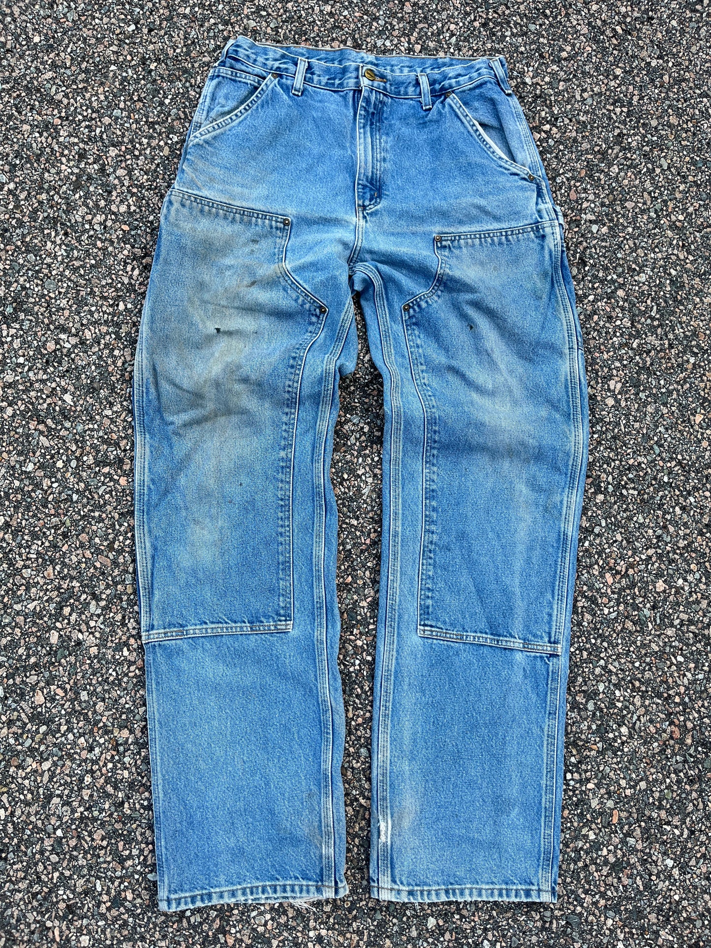 Faded Denim Carhartt Double Knee Pants - 32 x 34.5