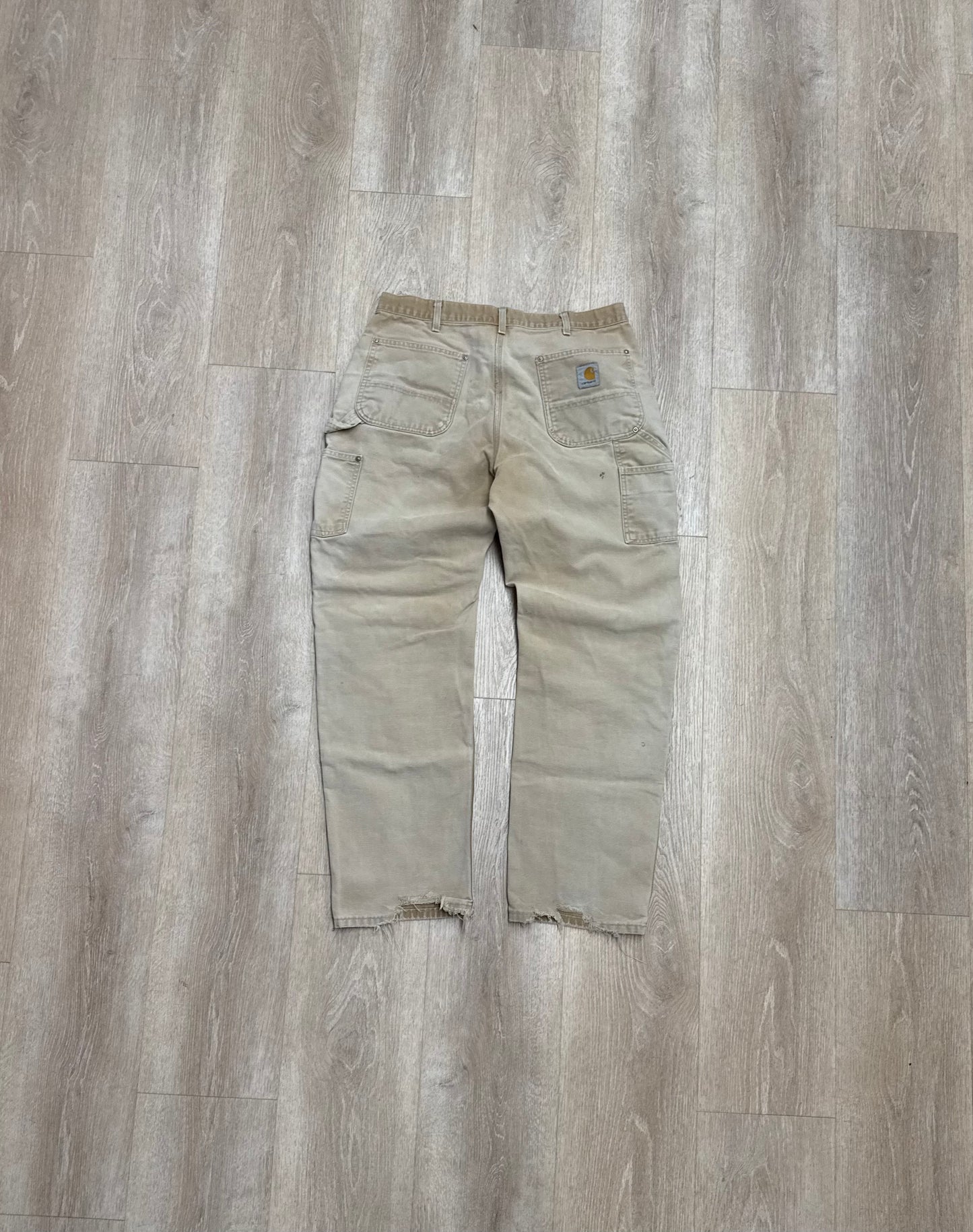 Faded Brown Carhartt Double Knee Pants - 34 x 32