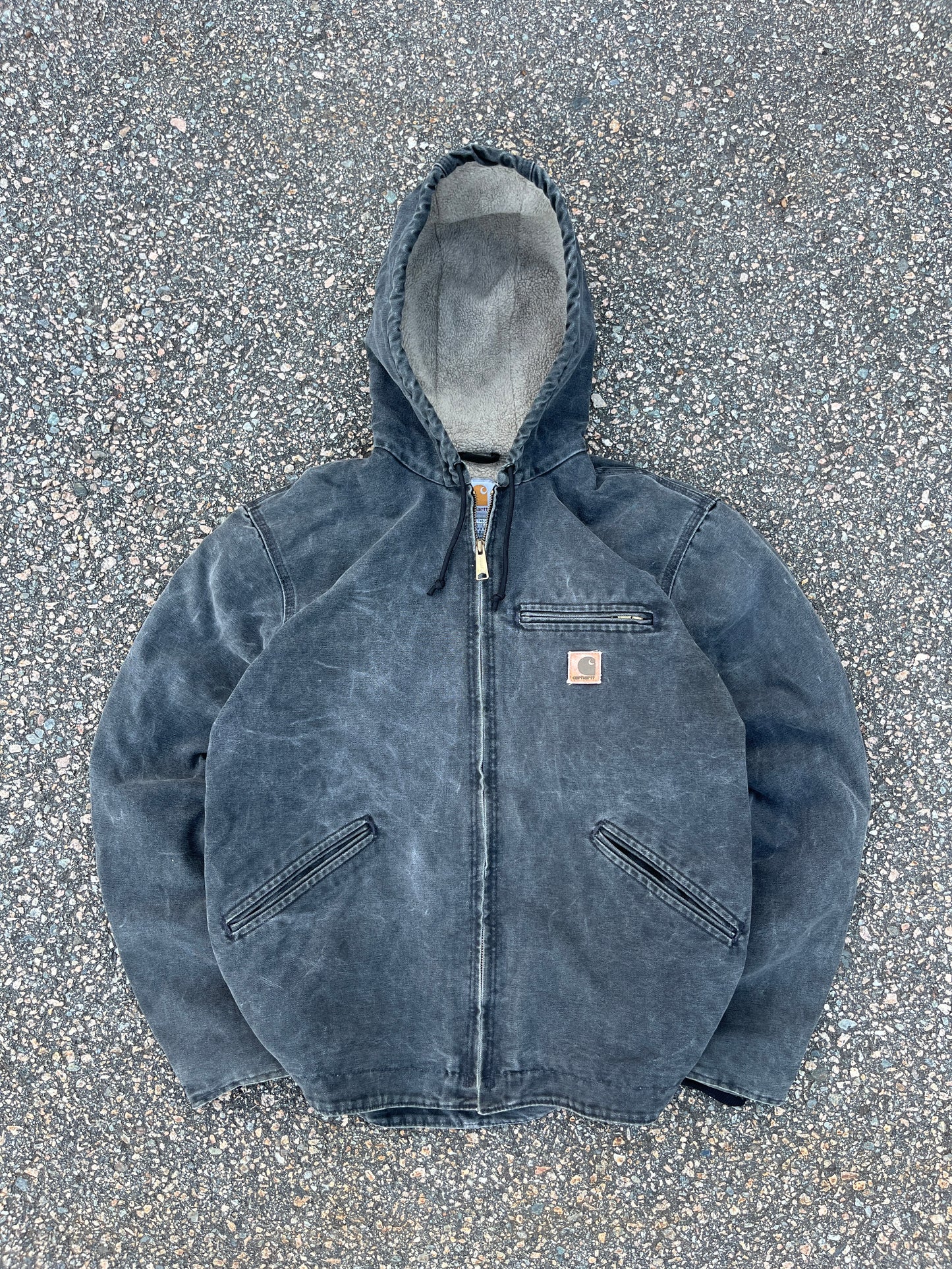 褪色黑色 Carhartt Sherpa 衬里夹克 - 中号