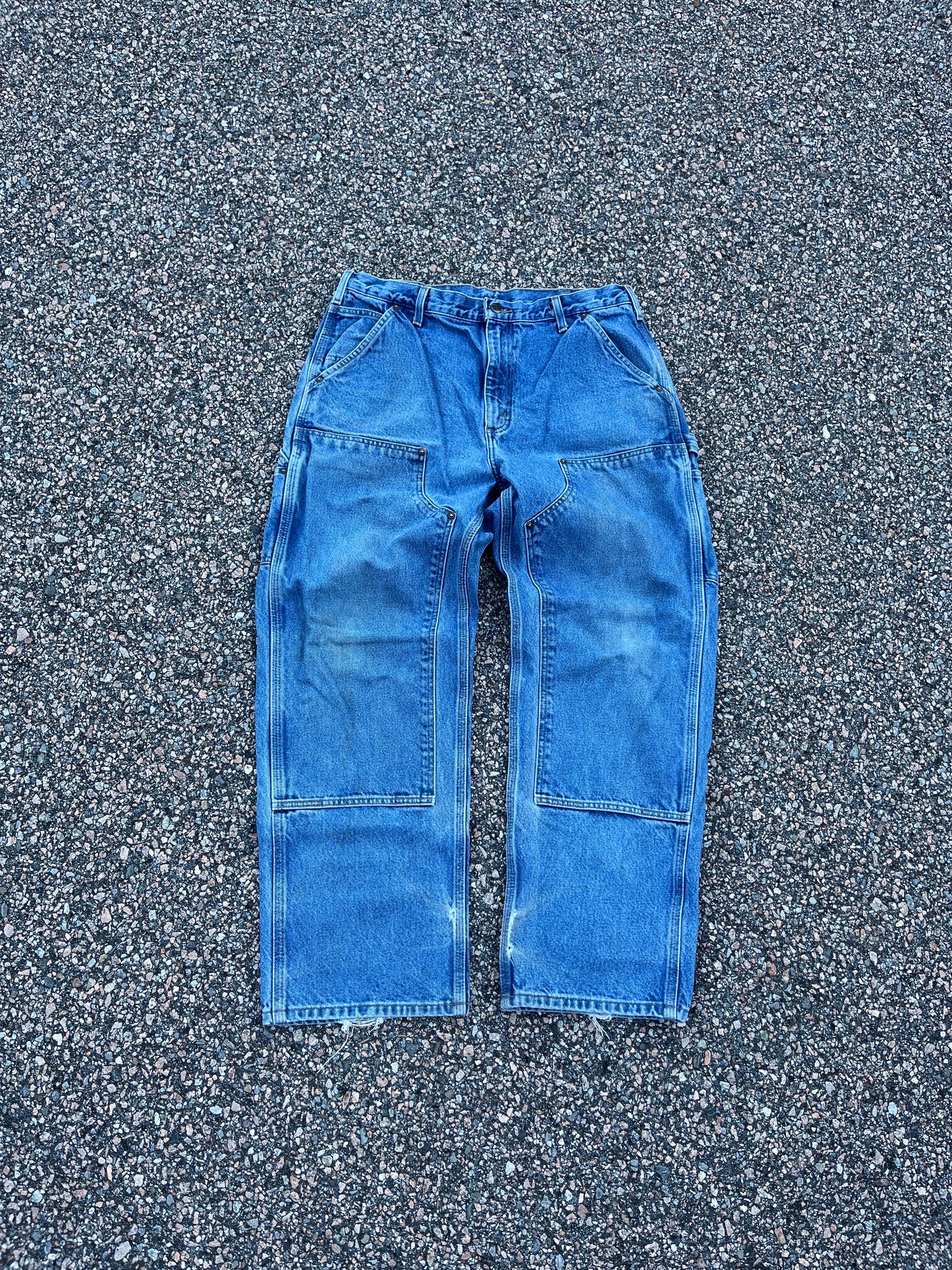 Faded Denim Carhartt Double Knee Pants - 33 x 29