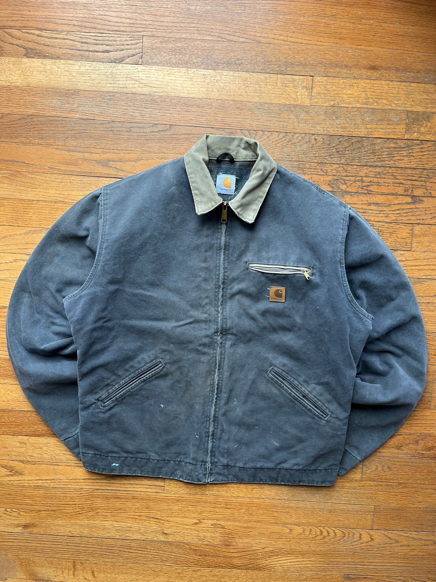 Faded Petrol Blue Carhartt Detroit Jacket - Large Tall