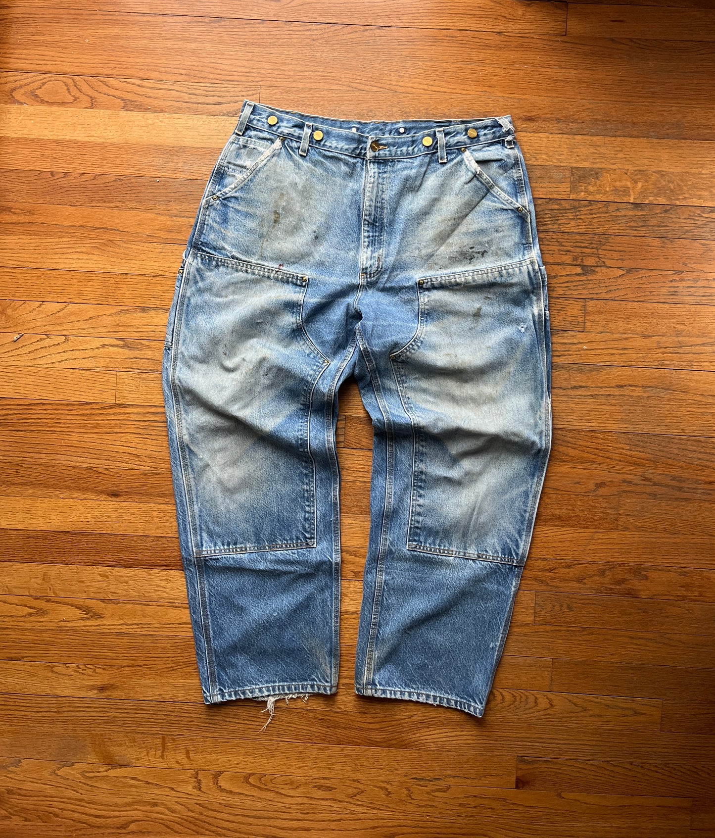 Faded Denim Carhartt Double Knee Pants - 37 x 30