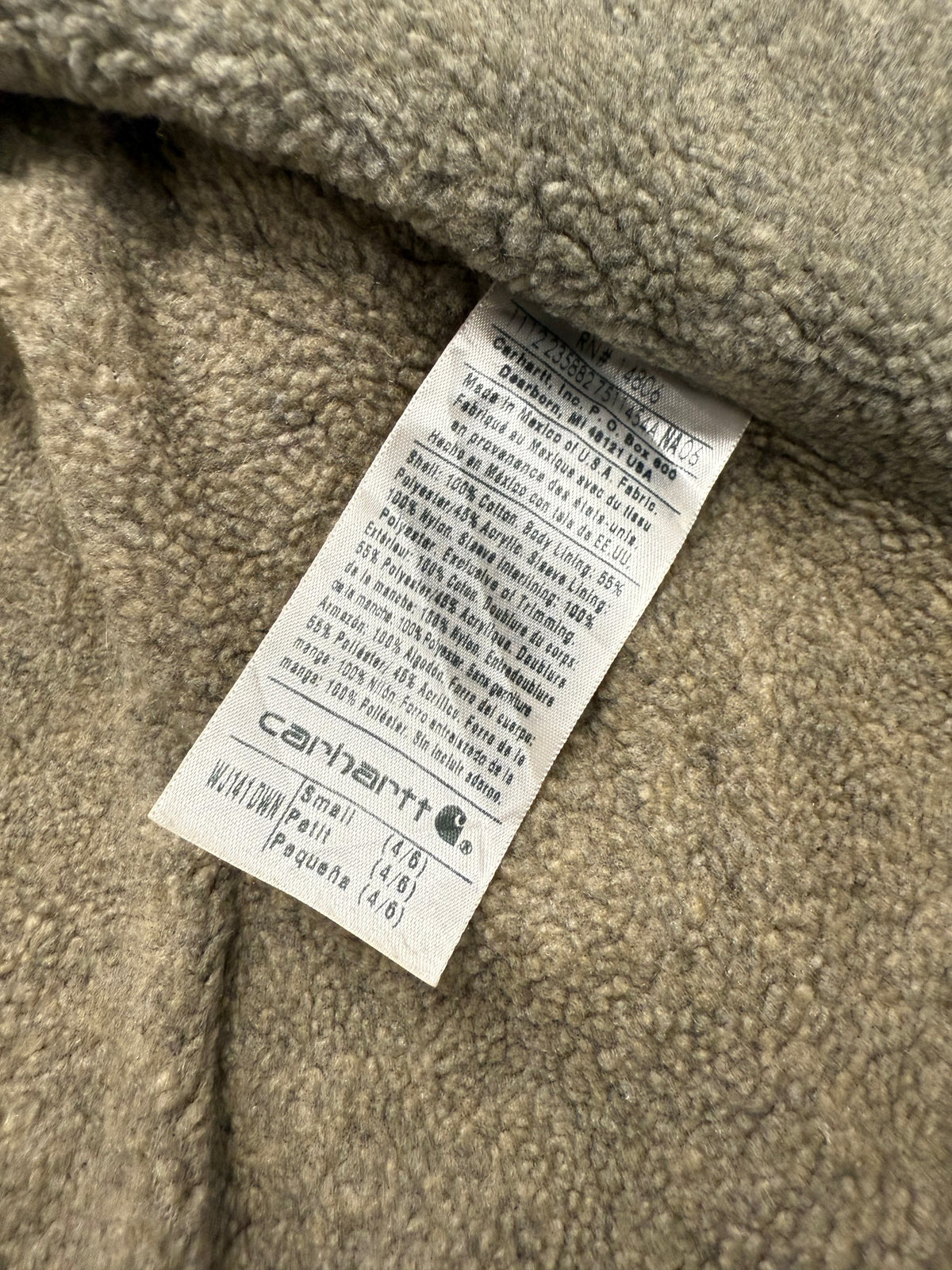 Faded Burgundy Sherpa Lined Carhartt Jacket - Small