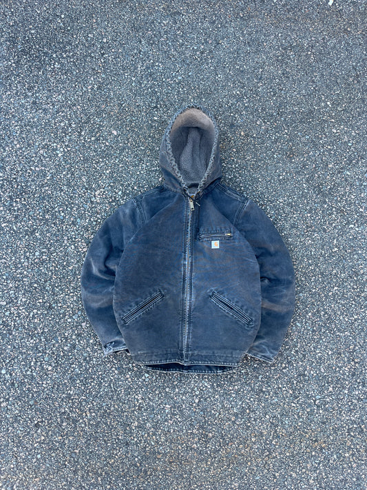 Faded Black Carhartt Sherpa Lined Jacket - Small