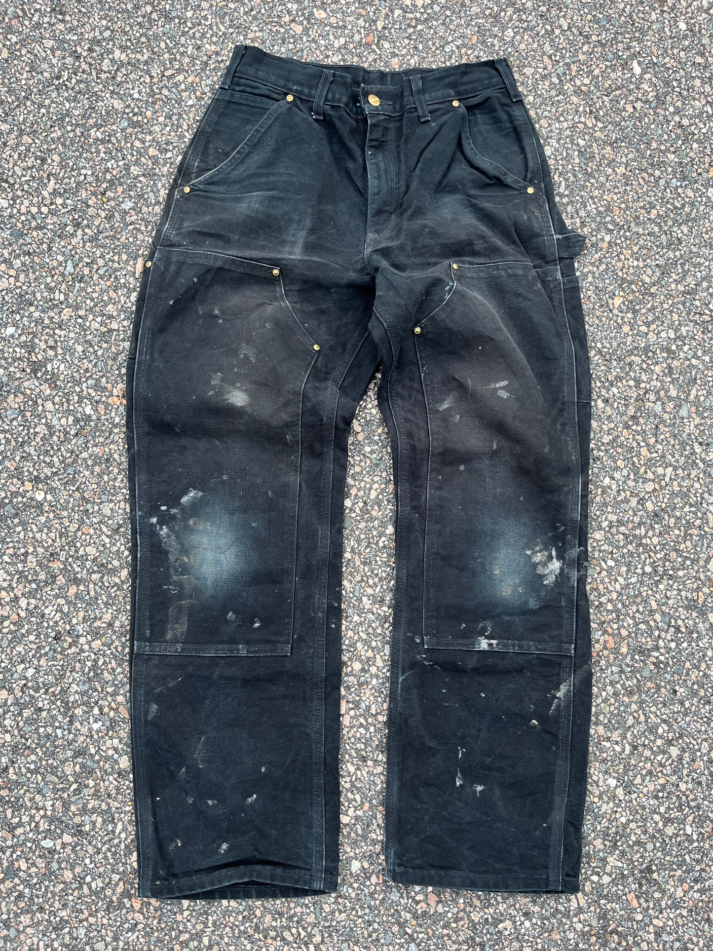 Faded n Painted Black Carhartt Double Knee Pants - 29 x 30
