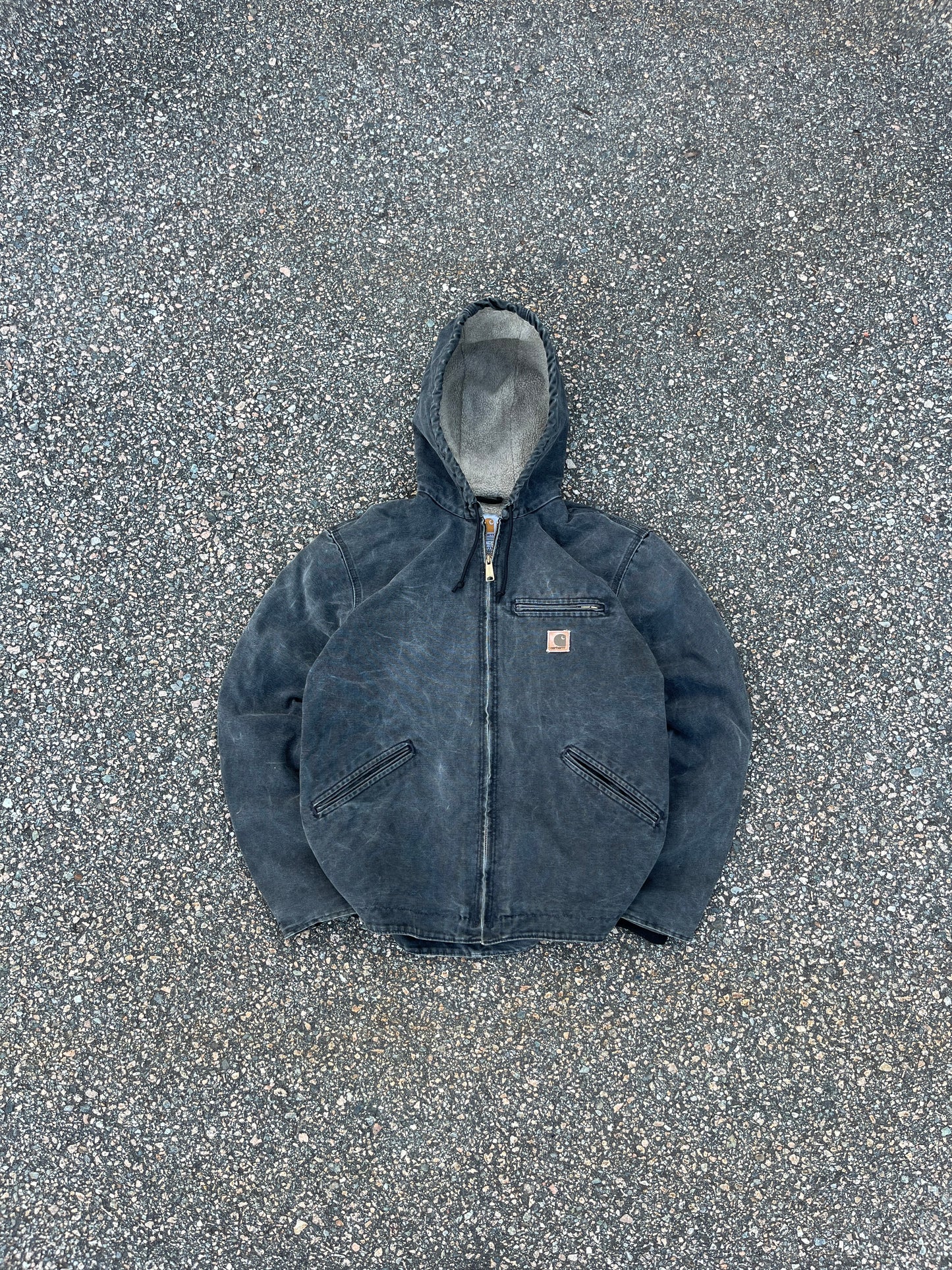 褪色黑色 Carhartt Sherpa 衬里夹克 - 中号