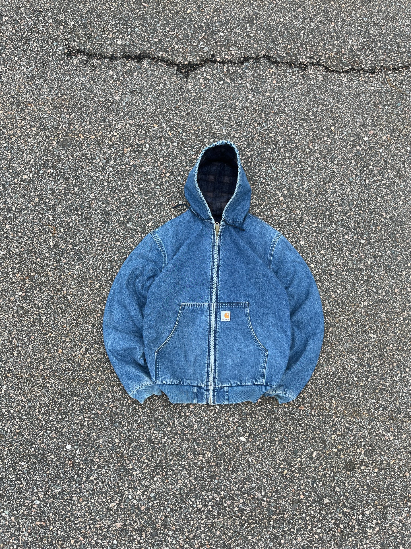 褪色牛仔布 Carhartt 运动夹克 - 小码