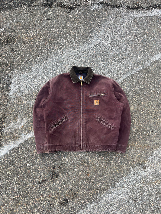 褪色勃艮第红 Carhartt 底特律夹克 - 宽松中号